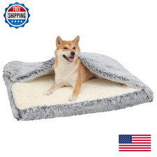 Orthopedic Dog Bed w/ Blanket Cover Cave, 33.5"x27.6" - Washable, Non-Slip