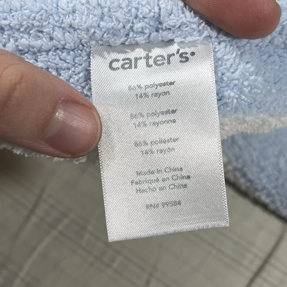 HTF Carters Blue White Green Stripe Baby Blanket Chenille Security Lovey - Image 3 of 4