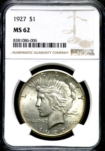 1927 Peace Silver One $1 Dollar - NGC MS 62   CC739