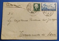 1941 Albania (Italian Occupation) 20 qind airmail + 5 on letter - P.M. 72