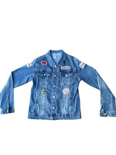 Boy s Jacket Jeans Fashion Denim Jacket w/ Patches Size Large