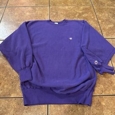 Champion Reverse Weave Crewneck VTG Sweatshirt Purple Blank 90s USA XXL