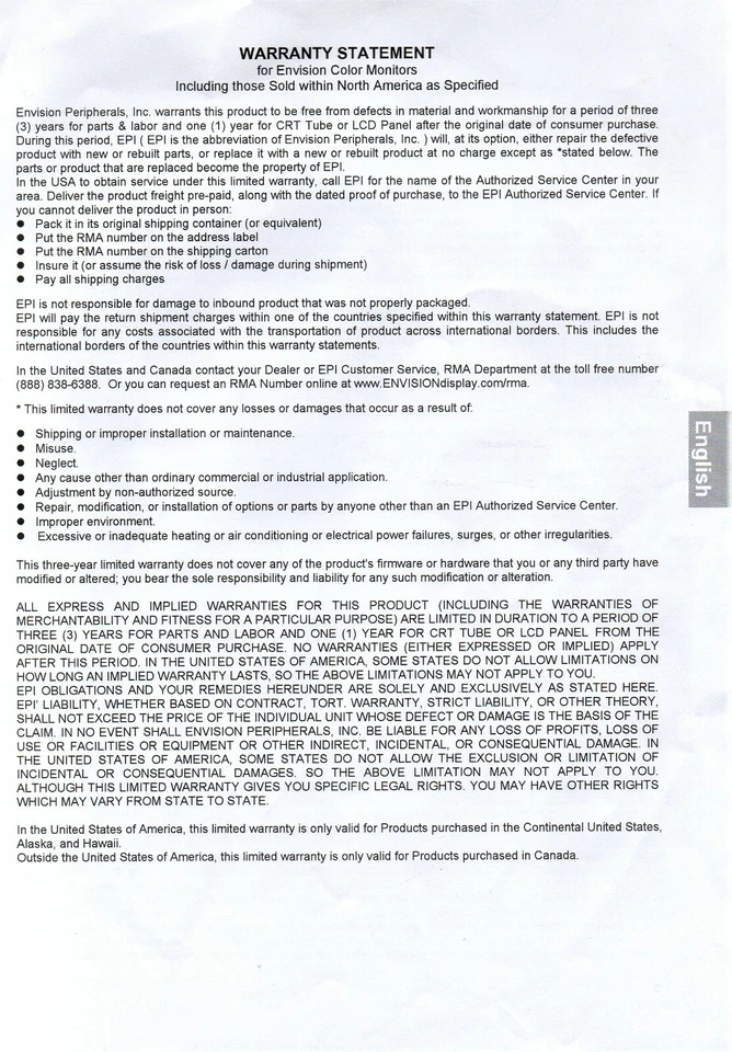 Owner's Manual and Supplemental Guides - Envision H190L LCD Computer Monitor*** - Image 3 of 3