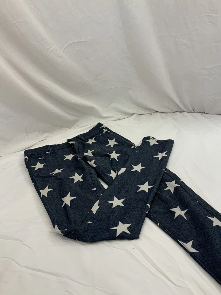 Forever 21女式裤子24蓝色星星美国国旗棉弹力紧身YGI Q1-236 — 第 4/4 张图片
