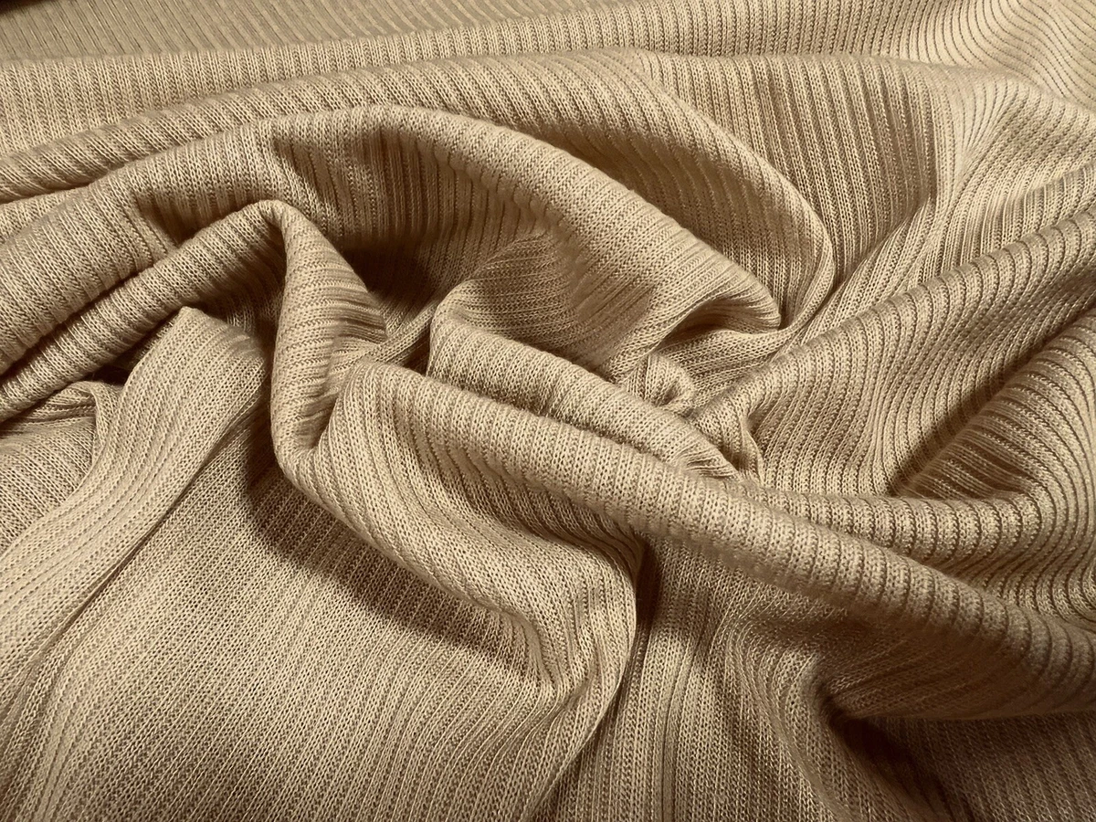 Soft Handle Rib Jersey Knit Fabric, Per Metre - Plain - Stone