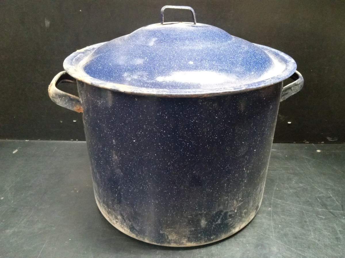 Large Rusty Enamel Canning Pot with Cover and Rack - Vintage blue | eBay