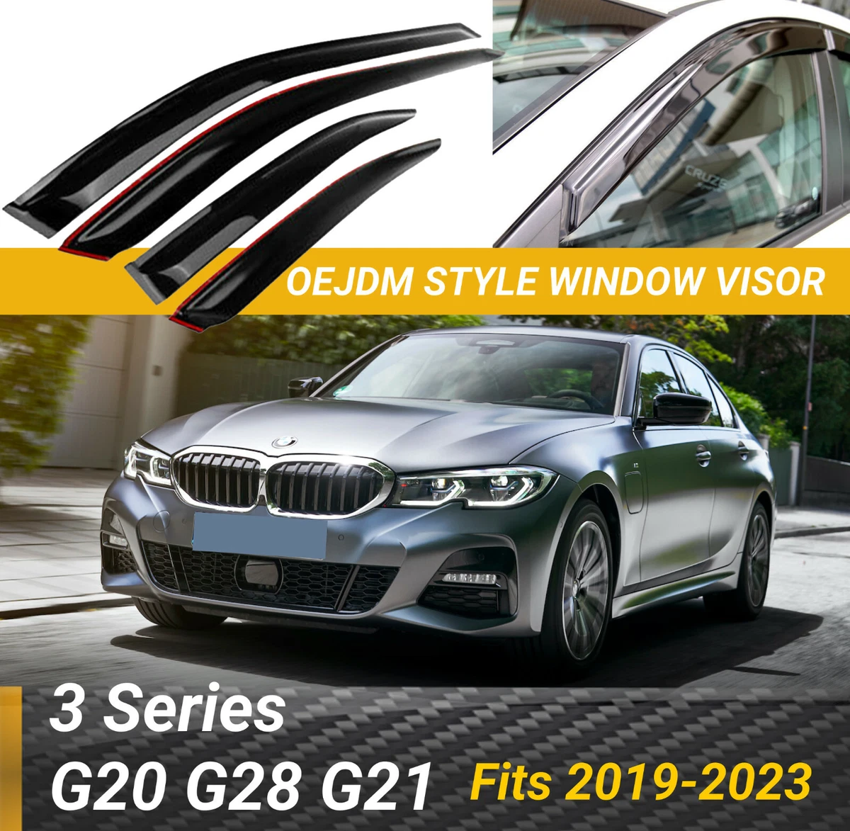Fits BMW G20 G28 G21 3 Series 2019 23 Window Visors Vent