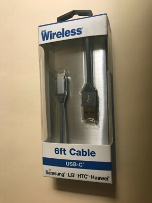 6 ft USB-C charging cable Samsung LG HTC Huawei Nokia Sony Kyocera Blackberry 