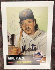 Mike Piazza Signed 1999 Topps Gallery 18X25 Lithograph Beckett COA