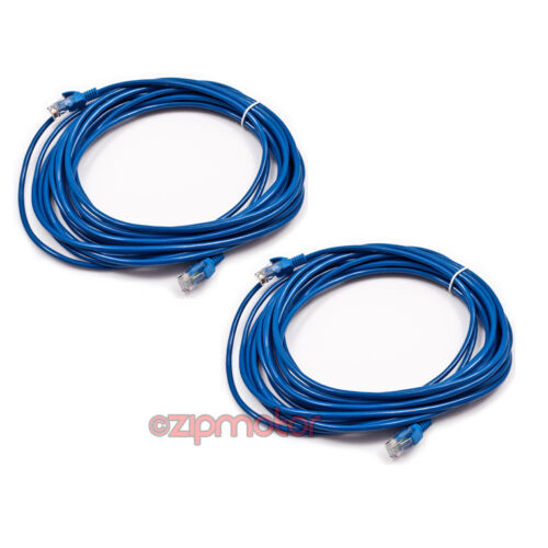 2X 50FT CAT5 CAT5E RJ-45 ETHERNET NETWORK PATCH CABLE BLUE HIGH SPEED INTERNET - Picture 1 of 1