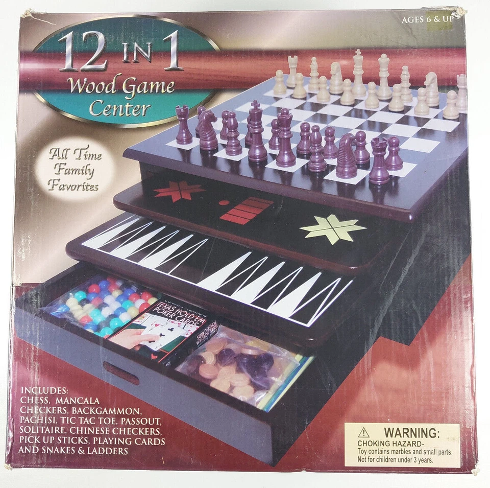 Cardinal 12 In 1 Wood Game Center - Family Favorite Classic Games - COMPLETE - Image 2 of 4