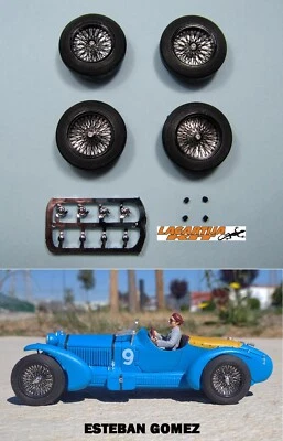 BRM 23" 4X BLACK SPOKED WHEELS 25,5 x 7 PRE WAR KIT BENTLEY ALFA ROMEO MERCEDES