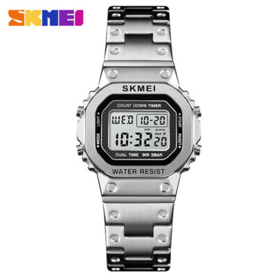 SKMEI Women Watches Gold Steel Wristwatch Fashion Digital Watch Ladies Girl Gift