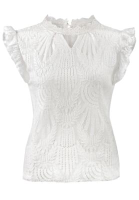 B-Ware / 2. Wahl - Damen Trachtenshirt Bea weiß cremeweiß Kurzarm Stockerpoint