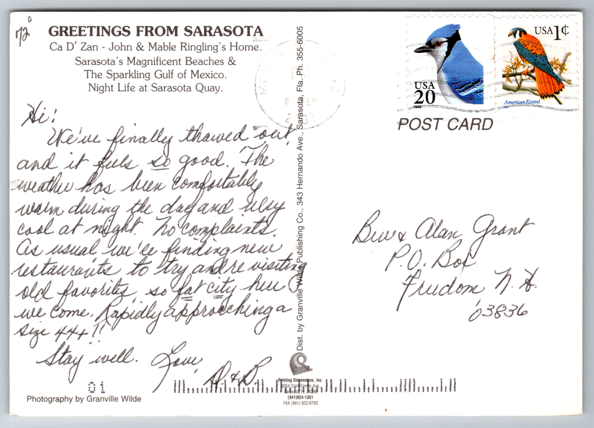 GREETINGS Sarasota FL Ca D'Zan Beach Quay Hudson Postcard | eBay