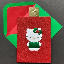 *ONE* Papyrus Hello Kitty Christmas Holiday Season New Year Card Foil Sticker 1