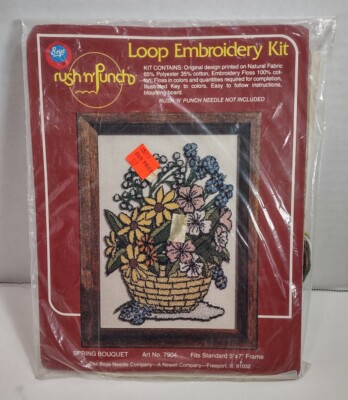 Boye Rush n Punch Loop Embroidery Kit 7904 Spring Bouquet Flowers Vintage 1979