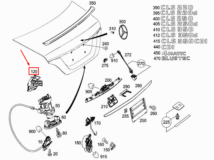 MERCEDES-BENZ CLS C218 Hintere mechanische Entriegelungsabdeckung A2187570008