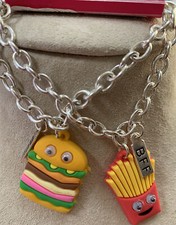 JUSTICE BFF BRACELET SET HAMBURGER/FRENCH FRIES WIGGLY EYES SUPER CUTE 