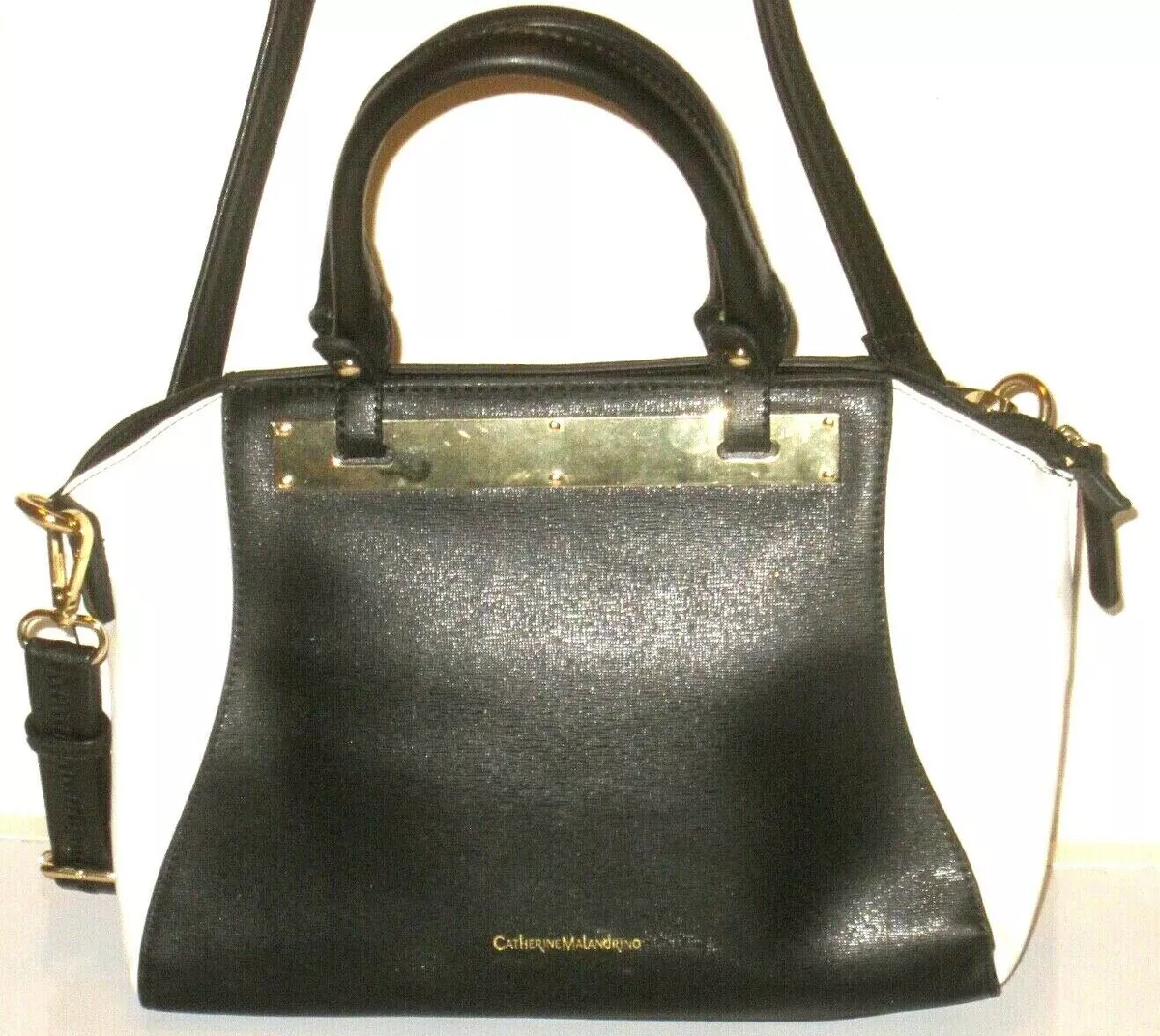 Catherine Malandrino Handbag Purse White Black Shoulder Bag Womens