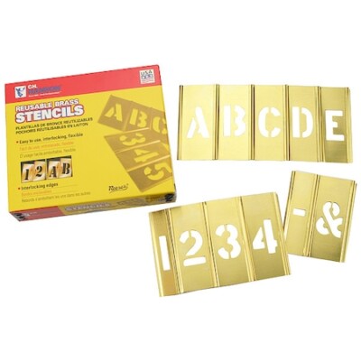 C.H. Hanson 10073 Interlocking Stncls,Numb & Letters,Brass, 10073