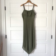 Floral Lace Y2K Babydoll Midi Slip Dress Medium Green Fairy Grunge Whimsy Boho