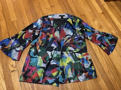 Ali Miles Womens Size XL Wearable Art Jacket Blouse Shirt Top Abstract