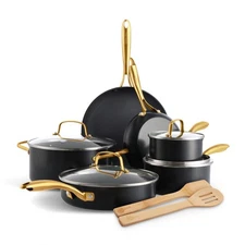 12 Piece Nonstick Swift Cookware Set, Ceramic PFAS-Pots & Pans with Lids, Dis...