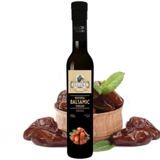 Dates Infused Greek Balsamic Vinegar, Barrel Aged & Thick, Glass Bottle, 8.45 oz