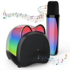 Cat Mini Karaoke Machine for Kids,with Wireless Microphone,Portable Bluetooth...