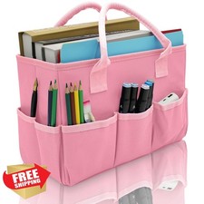 Cupohus Art Organizer Craft Tote Bag Pink Oxford Fabric Carrying Caddy
