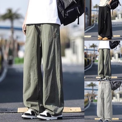 Herren Eis Seide schnelltrocknend Jogginghose weites Bein gerades Bein Freizeith