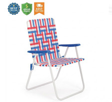 Red White Blue High Back Folding Web Chair Steel Frame Outdoor Seat Red White Blue High Back Folding Web Chair Steel Frame Outdoor Seat