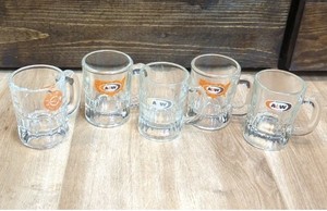Lot of 5 VTG Mini A&W Root Beer Heavy 3.25" Glass Mugs Cups All American Food