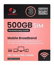 Three 500GB/month until July 2028 Preloaded Data Only SIM = £4.82/month