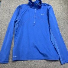 Nike Dri-FIT Men's Shirt Size L Blue Quarter Zip Running Pullover Long Sleeves