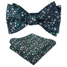 Alizeal Mens 2pcs Floral Pattern Self-tied Bow Tie with Pocket Square Colorfu...