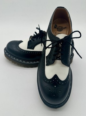 Dr Martens US 9 Bex Black White Two Tone Leather Wingtip Shoes 3989 Rockabilly