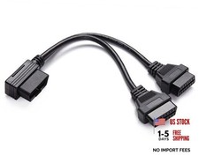 Right Angle OBD2 Splitter Y Cable, -B20 OBDII 1 Male Splitter to 2 B20 1PACK 