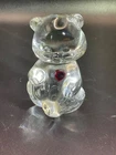 FENTON Clear Glass Teddy Bear w/ Red Heart – Birthstone Series – Vintage 1990s