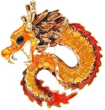 Red Enamel Brooches Chinese Dragon Brooch For Women Men Creative Fashion Lapel P