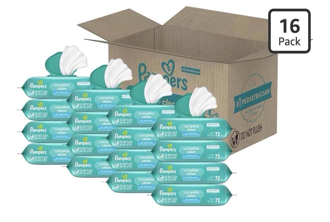 Pampers Baby Wipes, Complete Clean Baby Fresh Scented Wipe, Gently Cleans Head t