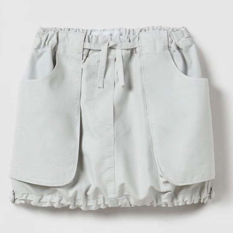 NWT Zara Kids RIPSTOP PARACHUTE SKIRT - gray, size 11/12, pockets, bubble hem