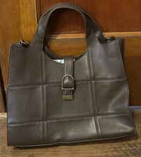 Frye and Co Satchel Woven Tote Brown Purse