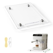 Appliance Slider, 9.8 x 14 Sliding Tray, Rubber Wheels, Coffee, Mixer, Clear