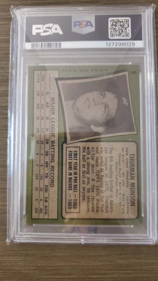 1971 Topps Set-Break #5 Thurman Munson All-Star Rookie PSA 6,5 como nuevo+ Foto 3 de 3
