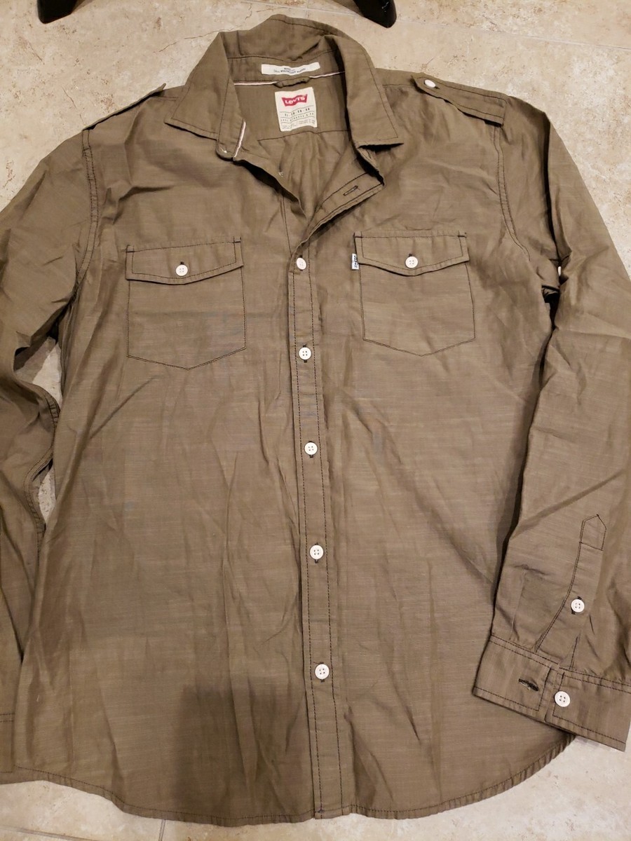 Vintage Levis Tan Work shirt Modern Fit XL Front Pockets UK