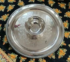 ONEIDA Silversmiths 15” Silver Chip & Dip Vegetable Platter Serving Tray EVC