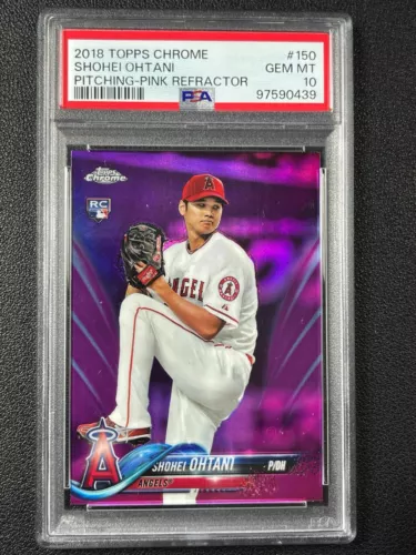 SHOHEI OHTANI PSA 10 2018 TOPPS CHROME #150 PITCHING ROOKIE PINK REFRACTOR RC