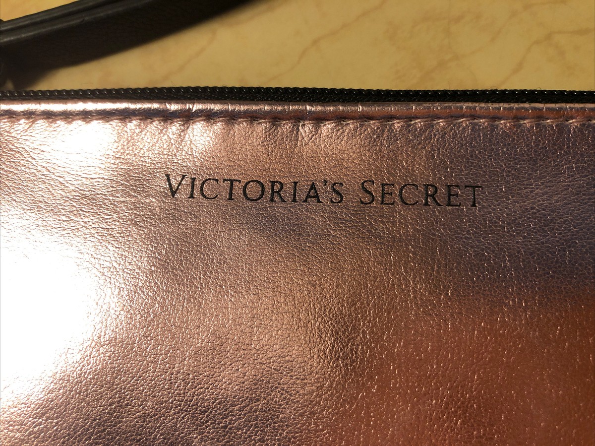Smooth Pink Victoria's Secret Metallic Makeup Bag Case Beauty Travel Pouch